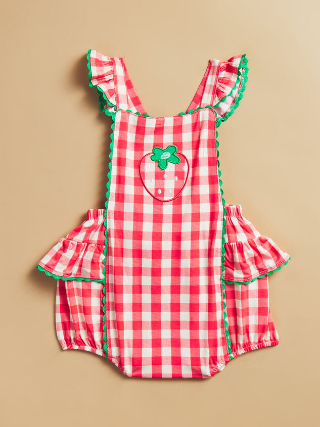 Millie Gingham Strawberry Bubble Detail 3 - TULLABEE