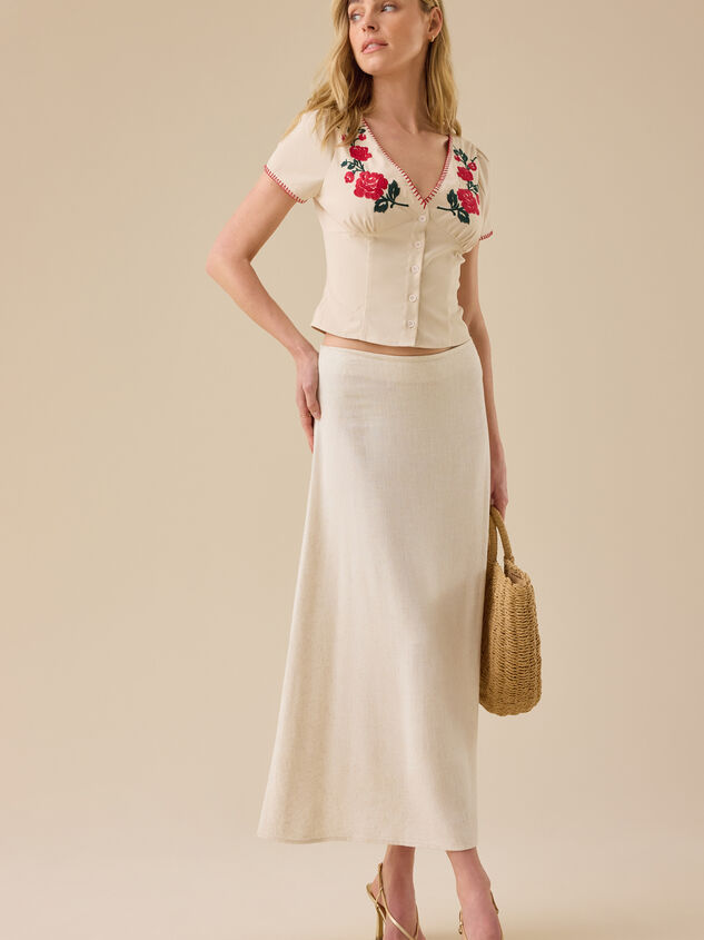 Carlisle Rose Embroidered Top Detail 3 - TULLABEE
