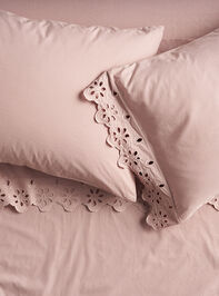 Jane Eyelet Cotton Single Pillowcase Detail 2 - TULLABEE