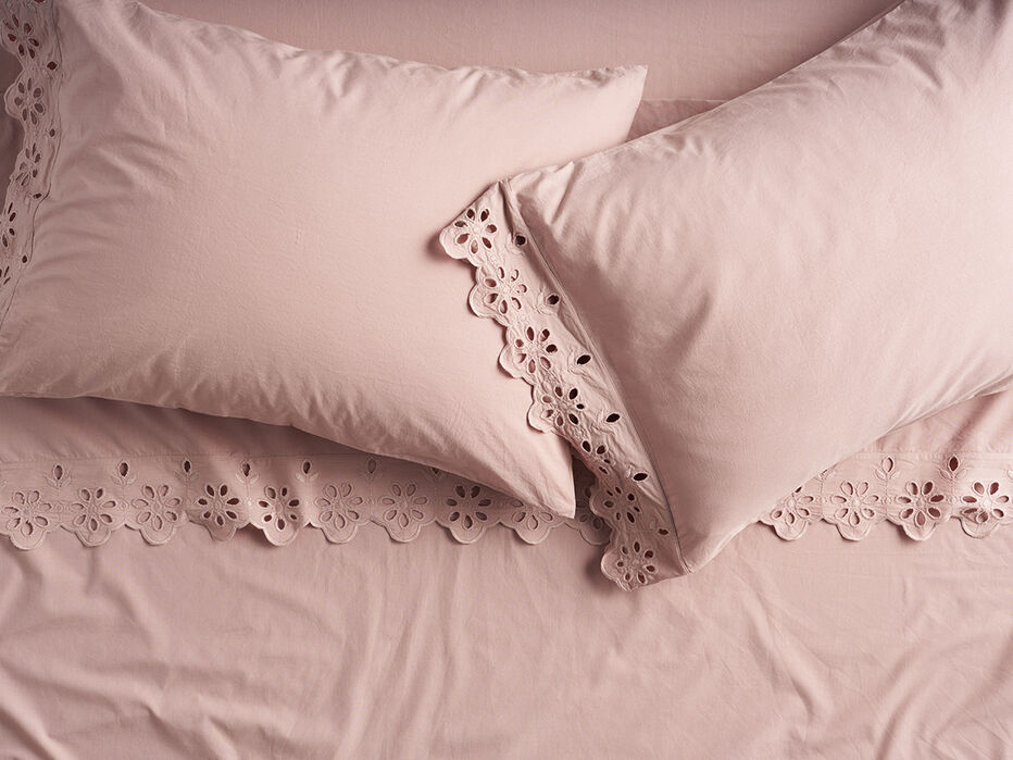 Jane Eyelet Cotton Single Pillowcase - TULLABEE - 