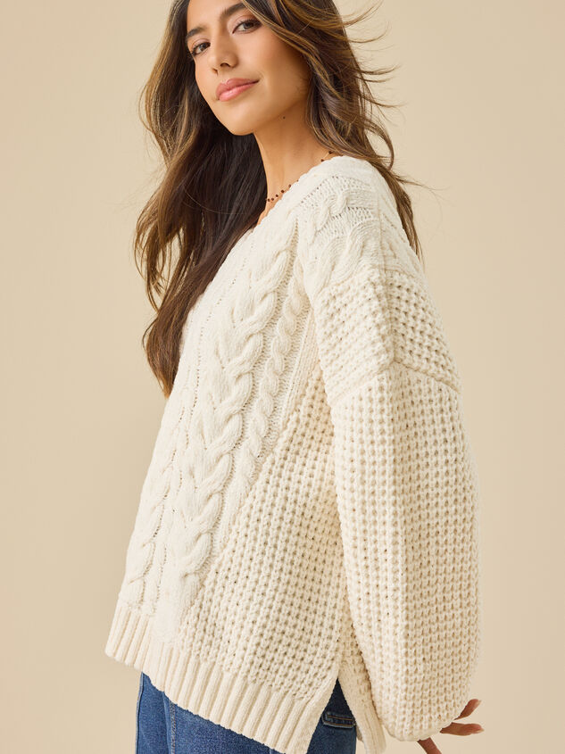 Ella Mixed Cable Sweater Detail 3 - TULLABEE