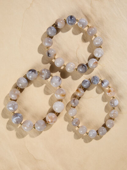 Beaded Resin Stretch Bracelet Set - TULLABEE