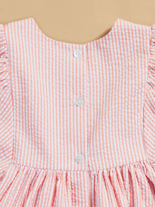 Kenzie Baby Puff Sleeve Stripe Bunny Dress Detail 3 - TULLABEE