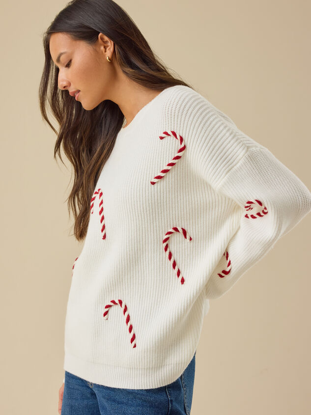Candy Cane Classic Sweater Detail 5 - TULLABEE