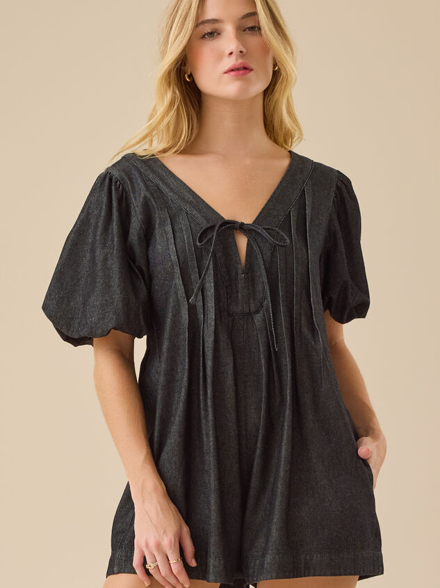 Evie Puff Sleeve Romper Detail 2 - TULLABEE