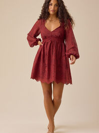 Long Sleeve Eyelet Mini Dress Detail 2 - TULLABEE