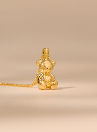 18K Gold Teddy Bear Charm Necklace Detail 2 - TULLABEE