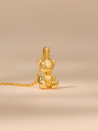 18K Gold Teddy Bear Charm Necklace - TULLABEE