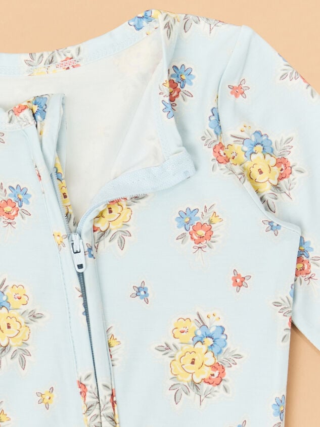 Rheagan Floral Ruffle Footie Detail 3 - TULLABEE