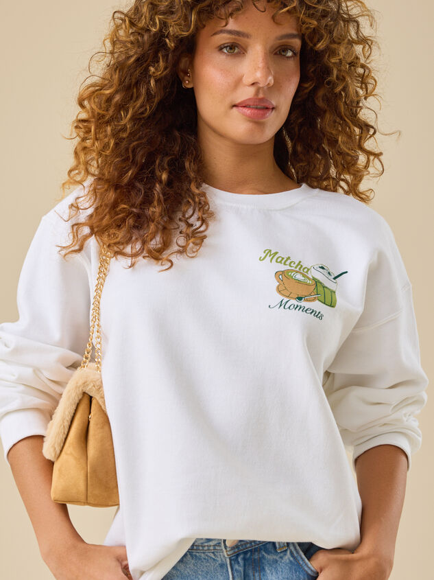 Matcha Moments Graphic Pullover Detail 2 - TULLABEE