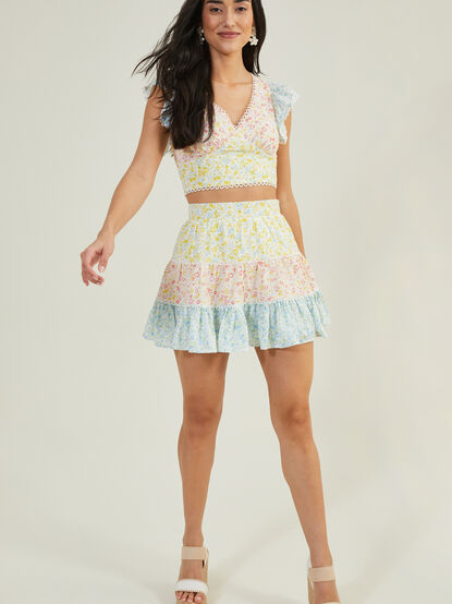 Serina Patchwork Mini Skirt - TULLABEE