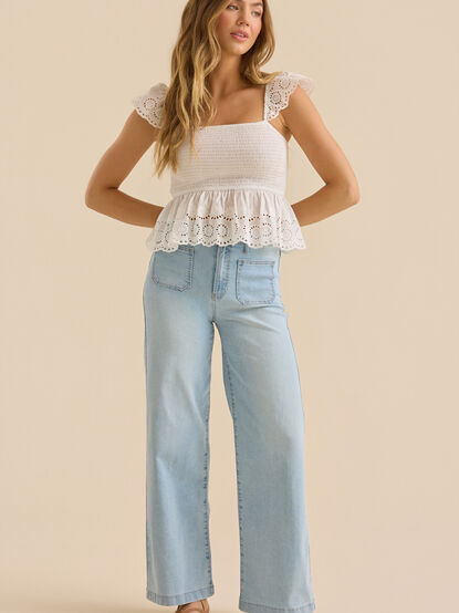 Kennedy Embroidered Smocked Tank - TULLABEE