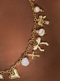 Blessed Bows Charm Necklace Detail 2 - TULLABEE
