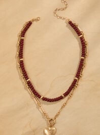 Two Layer Beaded Heart Locket Necklace Detail 2 - TULLABEE