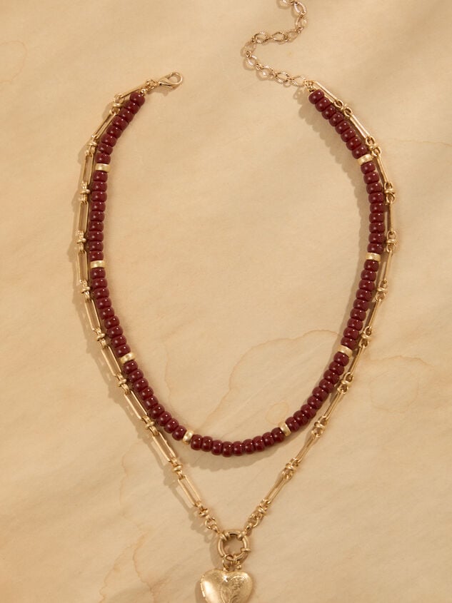 Two Layer Beaded Heart Locket Necklace Detail 2 - TULLABEE