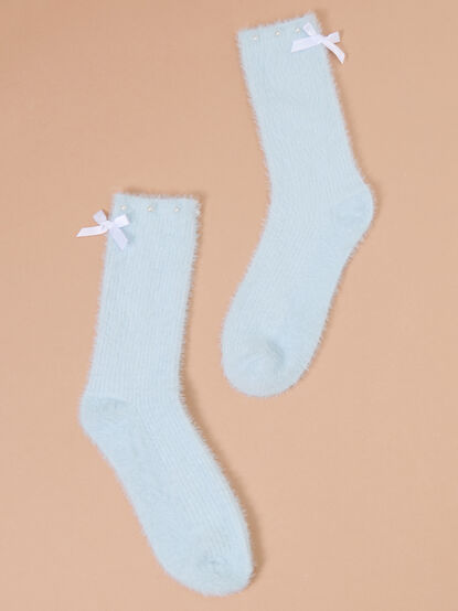 Cozy Chenille Pearl Lined Bow Sock - TULLABEE