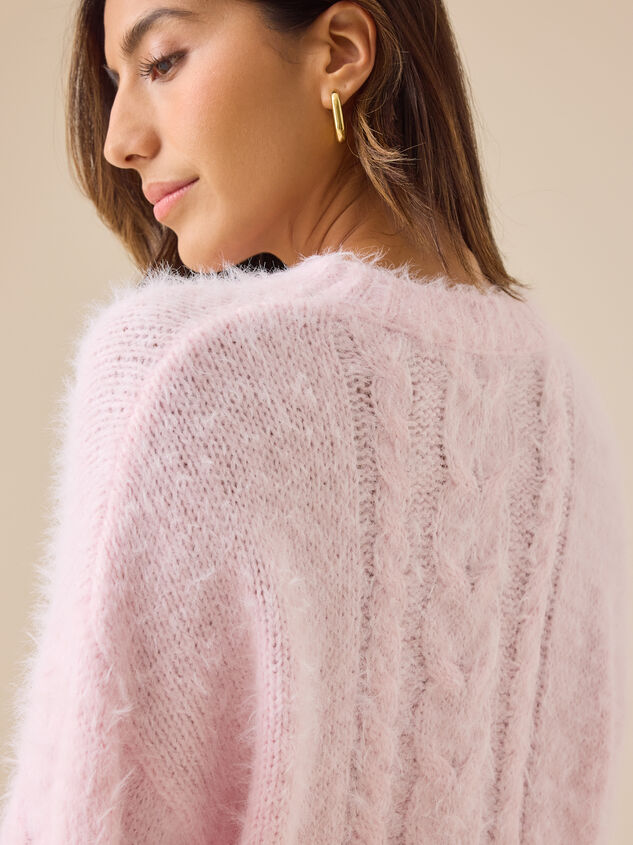 Callie Fuzzy Cropped Sweater Detail 6 - TULLABEE