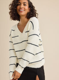 Lucian Striped V-Neck Sweater - TULLABEE