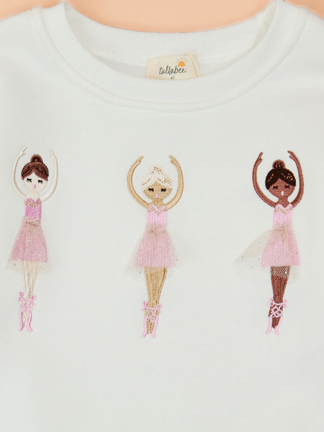Ballet Bloom Embroidered Sweatshirt Detail 3 - TULLABEE
