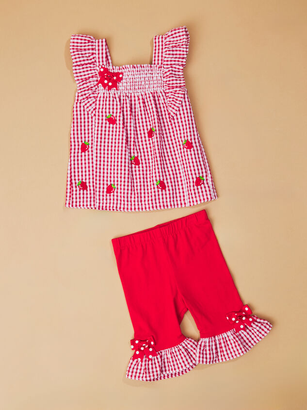 Monica Strawberry Top and Pant Toddler Set Detail 2 - TULLABEE