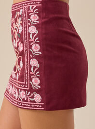 Genevieve Embroidered Suede Mini Skirt Detail 4 - TULLABEE