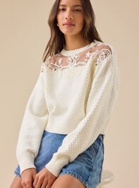 Gwen Lace Cropped Sweater Detail 3 - TULLABEE