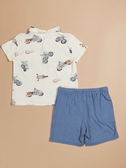 Motorcycle Polo Top and Shorts Set - TULLABEE