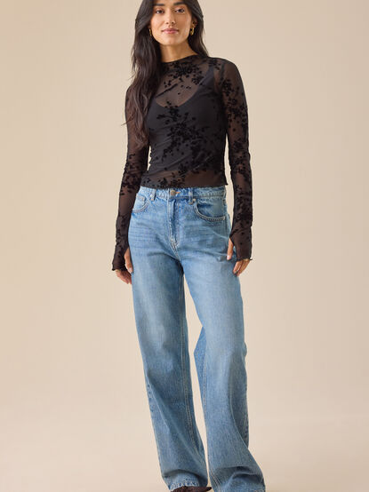 Marla Lace Mock Neck Top - TULLABEE