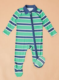 Clark Striped Polo Footie Detail 2 - TULLABEE
