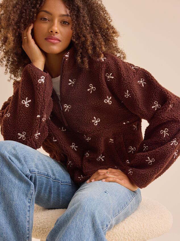 Leanna Sherpa Bow Pullover - TULLABEE