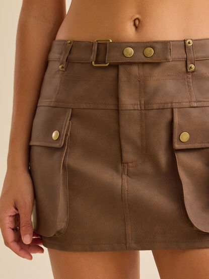Lexi Vegan Leather Utility Skirt - TULLABEE