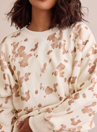 Cow Print Fleece Pullover Detail 2 - TULLABEE