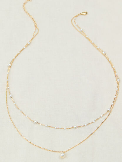 18K Gold Layered Gold and Pearl Necklace - TULLABEE