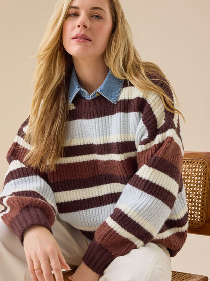 Suede Striped Tunic Pullover - TULLABEE