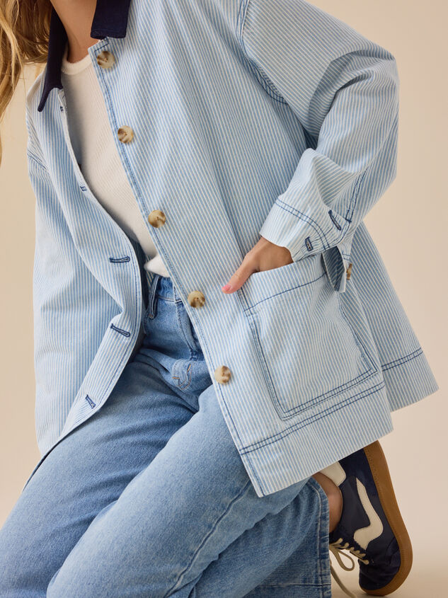 Ishi Striped Barn Jacket Detail 2 - TULLABEE