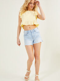 Daisy Embroidered Distressed Denim Shorts - TULLABEE