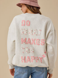 Do What Makes You Happy Pullover Detail 2 - TULLABEE