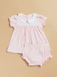 Scottie Classic Bow Smocked Dress and Bloomer Set - TULLABEE