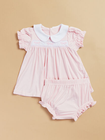 Scottie Classic Bow Smocked Dress and Bloomer Set - TULLABEE