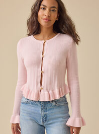 Alivia Ruffle Trim Cardigan Detail 2 - TULLABEE