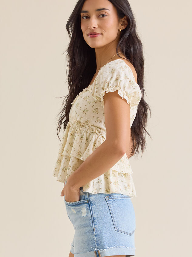 Mae Ditsy Floral Babydoll Top Detail 2 - TULLABEE