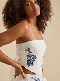 Louise Embroidered Tie-Back Tube Top Detail 4 - TULLABEE