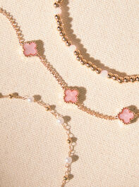 Dainty Clover Pearl Bracelet Set - TULLABEE