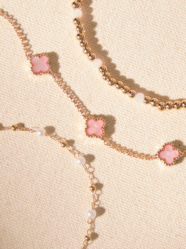 Dainty Clover Pearl Bracelet Set - TULLABEE