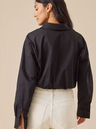 Teagan Banded Hem Button-Up Detail 3 - TULLABEE