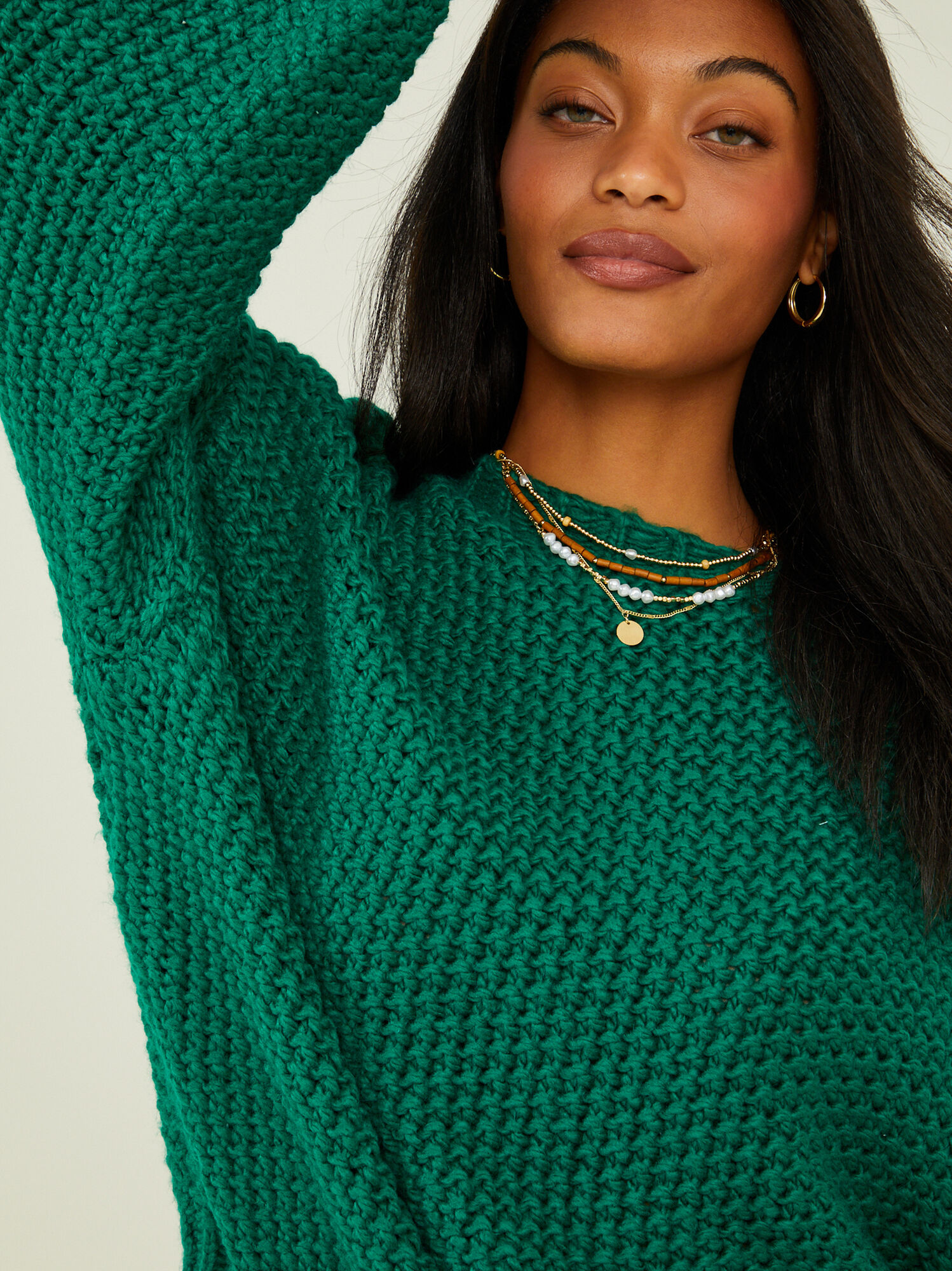 Imogen Chunky Tunic Sweater in Kelly Green Altar d State