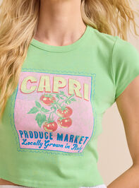 Capri Postcard Baby Tee Detail 2 - TULLABEE