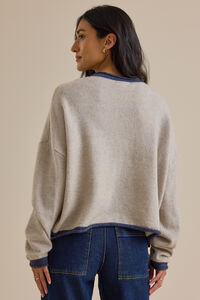 Skyla Contrast Roll Neck Cardigan Detail 5 - Altar'd State