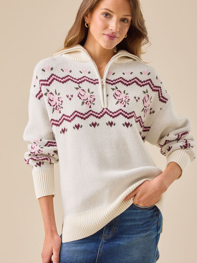 Adeline Patterned Quarter Zip - TULLABEE