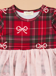 Hadley Bow Plaid Tutu Bodysuit Detail 3 - TULLABEE
